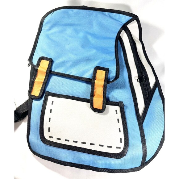 3D Cartoon Colorblock Canvas School Backpack - Picture 1 of 10